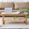 HDZNVF Modern Simple Rectangle Double Layer Solid Wood Glass Desktop Tea Table Rattan Woven - 4 of 4