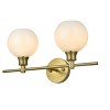 Elegant Lighting Collier 2 Light Satin Gold and Frosted White Glass Wall Sconce - 3 of 4