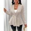 Women's Peplum Blazer Jackets Business Casual Work Blazers Textured Button Front Long Sleeve Fall Outfits - 2 of 4