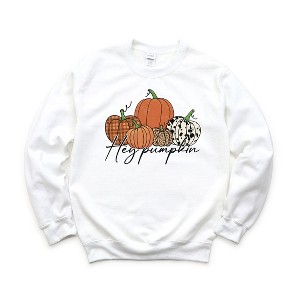 Simply Sage Market Women's Graphic Sweatshirt Hey Pumpkin Cursive - 1 of 2