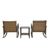 NicBex Outdoor Dining Table Set Wood/Glass Coffee Table with Rattan Rocking Chairs,Patio Furniture Set for Garden,Backyard,Porch - 4 of 4