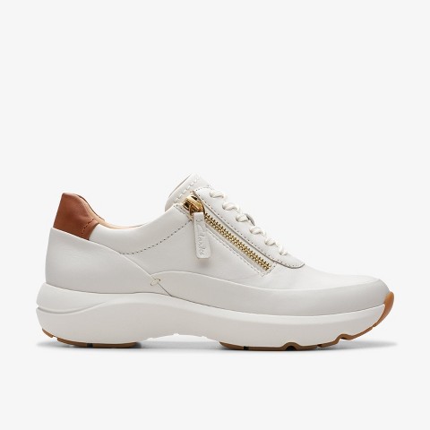 Женские кроссовки Clarks Womens Tivoli Zip Off White Leather Sneakers 7 Medium