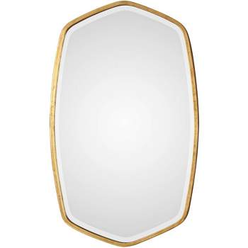 Uttermost Oval Vanity Accent Wall Mirror Modern Beveled Gold Leaf Iron Frame 22 1/4" Wide Bathroom Bedroom Living Room Home Office