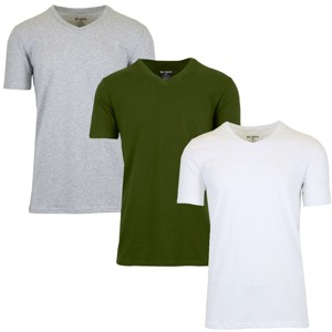 Blu Rock Men's Short Sleeve V-Neck Cotton Stretch Tees-3 Pack - 1 of 2