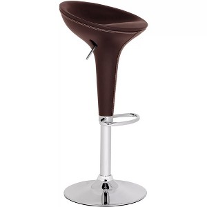 Alpha "Leather" Contemporary Bombo Style Adjustable Barstool - 1 of 4