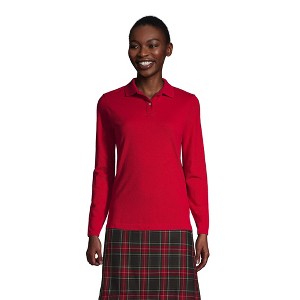 Lands' End School Uniform Women's Long Sleeve Feminine Fit Mesh Polo Shirt - 1 of 4