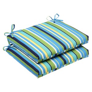Pillow Perfect 2-Piece Outdoor Square Edge Seat Cushions - Topanga Stripe