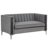 55 in. Wide Mid-Century Channel Tufted Velvet 2-Seater Sofa Couch Loveseat - Morden Fort - image 3 of 4