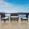 vidaXL-Patio-Lounge-Set-4-Piece-Weather-Resistant-Poly-Rattan-Black-with-Cream-White-Cushions-Sturdy-Steel-Frame - 2 of 4