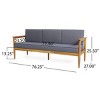 Outdoor Acacia Wood 3-Seater Sofa with Water-Resistant Cushions & Slatted Design, Durable & Stylish Patio Seating-Coolbibila - 4 of 4