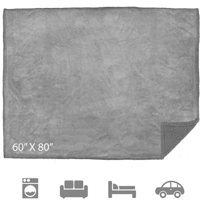 Light Gray Twin Sherpa Fleece Reversible Pet Blanket
