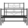 vidaXL Advanced Black Steel Single Bed Frame with Headboard and Footboard – Modern Design - 3 of 4