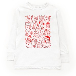 Christmas Chalk Icons - Youth Long Sleeve Graphic T-Shirt - 1 of 4