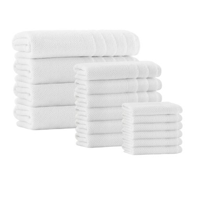 16pc Veta Turkish Cotton Bath Towel Set White - Enchante Home