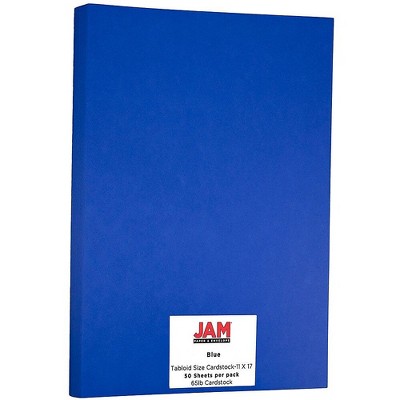 JAM Paper Ledger 65lb Colored Cardstock Tabloid Size 11x17 Blue Recycled 16728477