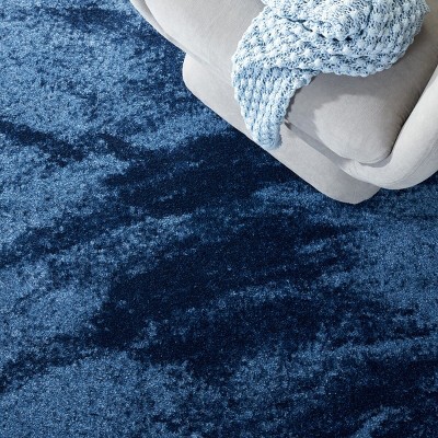 Abstract Shag Luxe Light Blue Square Synthetic Rug - 8'x8'