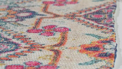 Boho Chic Blue Flat Woven Handmade Wool & Cotton Rug 4' x 6'