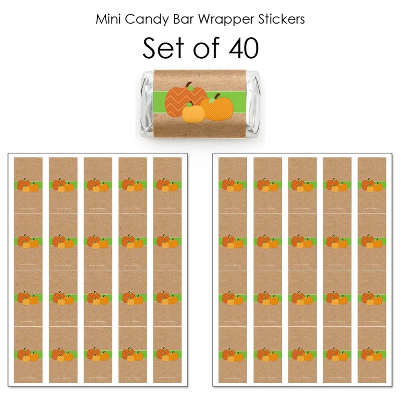 Big Dot of Happiness Pumpkin Patch - Mini Candy Bar Wrapper Stickers - Fall, Halloween or Thanksgiving Party Small Favors - 40 Count, 3 of 7
