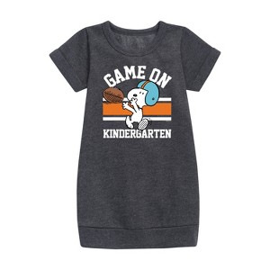- Peanuts - Game On Kindergarten Graphic Short Sleeve Fleece Dress - 1 of 4