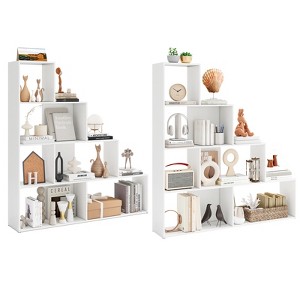 Tangkula 4-tier Ladder Bookshelf Freestanding Storage Shelf w/Open Cubes 2 Anti-tipping Devices - 1 of 4