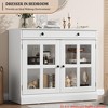 35.4 in Sideboard Buffet Cabinets w/ Glass Door, Buffet Cabinet w/ Storage, White&Brown Sideboard Cabinet w/ Drawer, Modern Buffets & Sideboards - 4 of 4