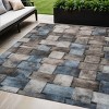 Taupe And Denim Blue Striped Washable Indoor Outdoor Area Rug - 2 of 4