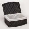 Woven Basket with Lid, Paper Rope Basket with Curved Front, Washable Poly-Cotton Liner, Black - 3 of 4