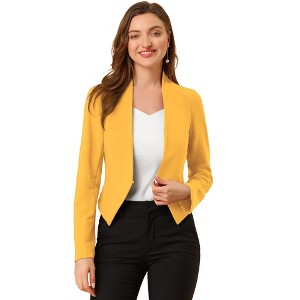INSPIRE CHIC Women's Collarless Work Office Long Sleeve Cropped Blazers - 1 of 4