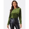 INSPIRE CHIC Women's Casual Vintage Velvet Crew Neck Long Sleeve T-shirts - 4 of 4