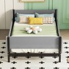 Twin Bed with Headboard,Footboard,Safeguards,Built-in Bed-end Book Storage Rack,Grey - 3 of 4