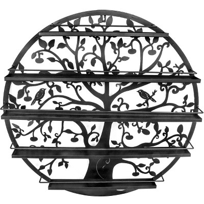 Sorbus Wall Mounted 5 Tier Nail Polish Rack Holder - Tree Silhouette Round Metal Salon Wall Art Display