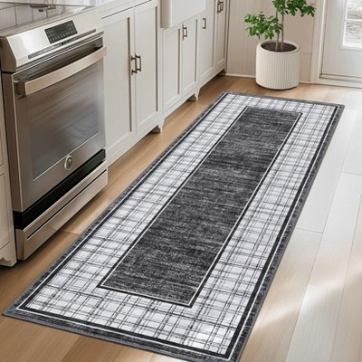 Modern Washable Area Rug for Living Room, Bordered Foldable Area Rug with Non Slip Backing, Stain Resistant Low Pile Carpet for Home