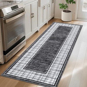 Modern Washable Area Rug for Living Room, Bordered Foldable Area Rug with Non Slip Backing, Stain Resistant Low Pile Carpet for Home - 1 of 4