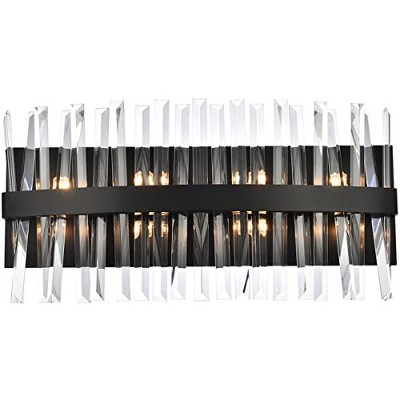 Elegant Lighting Serephina 24 inch crystal bath sconce in black