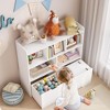 Toy Storage Organizer, Wood Open Bookcase with 2 Drawers, 5 Cubbies Toy Storage Cabinet, Floor Storage Chest for Playing Room, White Special Drawer - 3 of 4
