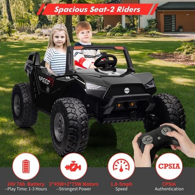 24V Black 2-Seater Ride-On UTV Car with Remote Control