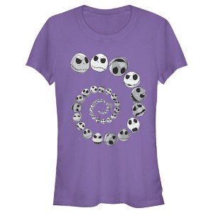 Juniors Womens The Nightmare Before Christmas Jack Skellington Faces Spiral T-Shirt - 1 of 4