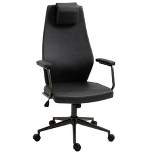 Vinsetto High-Back Executive Office Chair, Ergonomic Leather Computer Desk Chair with Adjustable Height, Headrest and 360 Swivel Wheels, Deep Gray