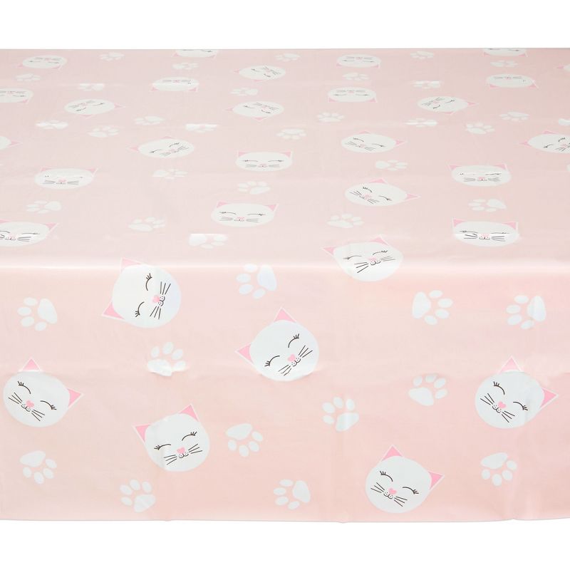 Sparkle and Bash 3 Pack Pink Disposable Plastic Tablecloth for Cat Birthday Party 54 x 108 In, 3 of 7