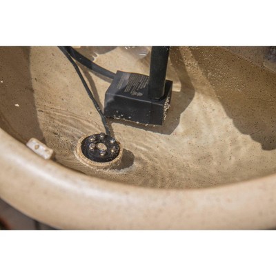 Royal Sandstone LED Outdoor Wall Fountain with Lion Head