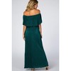 Pinkblush Forest Green Pleated Ruffle Off Shoulder Maternity Maxi Dress - 3 of 4