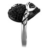 Slickblue Women’s Heart-Shaped Two-Tone IP Black Stainless Steel Ring with Jet Crystals and Snake Accent, Sizes 5-9 - 3 of 4