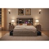 Bed Frame with High Storage Bookcase Headboard, Wood Bed Frame with 4 Storage Drawers, Built In Charging Station,No Box Spring Needed, Metal Frame, - 3 of 4
