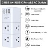 MaseiKar USB Outlet Extender Surge Protector - QINLIANF Rotating Plug, 3-Sided Swivel Power Strip, 6 AC Spaced Outlet Splitter and 3 USB Ports - 3 of 4