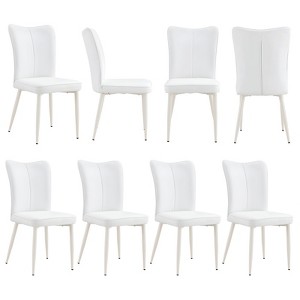 FONTOI 8PCS Modern Minimalist Dining Chairs with Seat Cushion&Curved Backrest for Family, Restaurants, Coffee Shops, White, 17.3"*35"*17.7" - 1 of 4