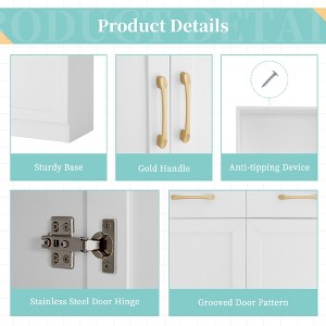 Okak Bathroom Storage Cabinet, Tall Cabinet Large Storage Cabinet with 2 Drawers and Open Shelves - 1 of 4