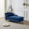 Modern Velvet Chaise Lounge Chair w/Storage&Round Pillow,Soft Upholstery,Easy Assembly,Stylish Gold Legs, for Bedroom, Living Room - 4 of 4