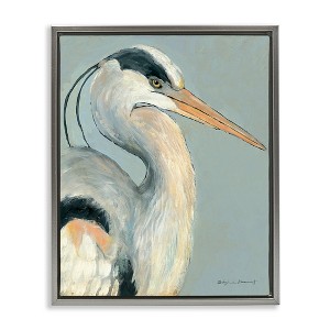 Stupell Industries Egret Bird Wildlife Animal Portrait Black Floater Framed Canvas Wall Art - 1 of 4