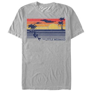 Men's The Little Mermaid Striped Sunset T-Shirt - 1 of 4