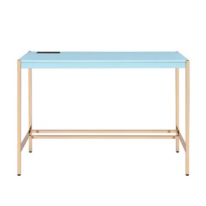 Yinvani Blue Metal Frame Desk with USB Port - 1 of 4